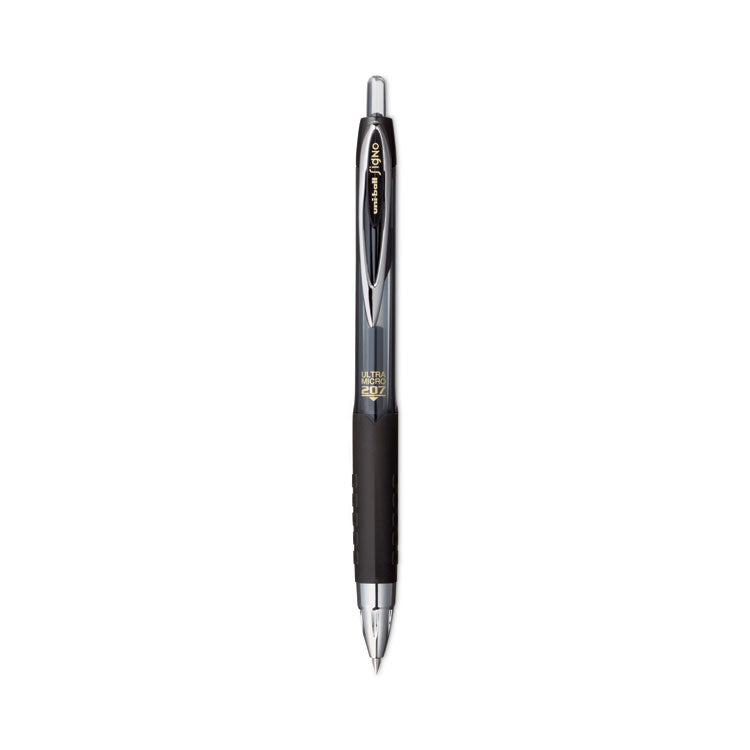 uniball - 207 Signo Gel Ultra Micro Gel Pen, Retractable, Extra-Fine 0.38 mm, Black Ink, Smoke Barrel