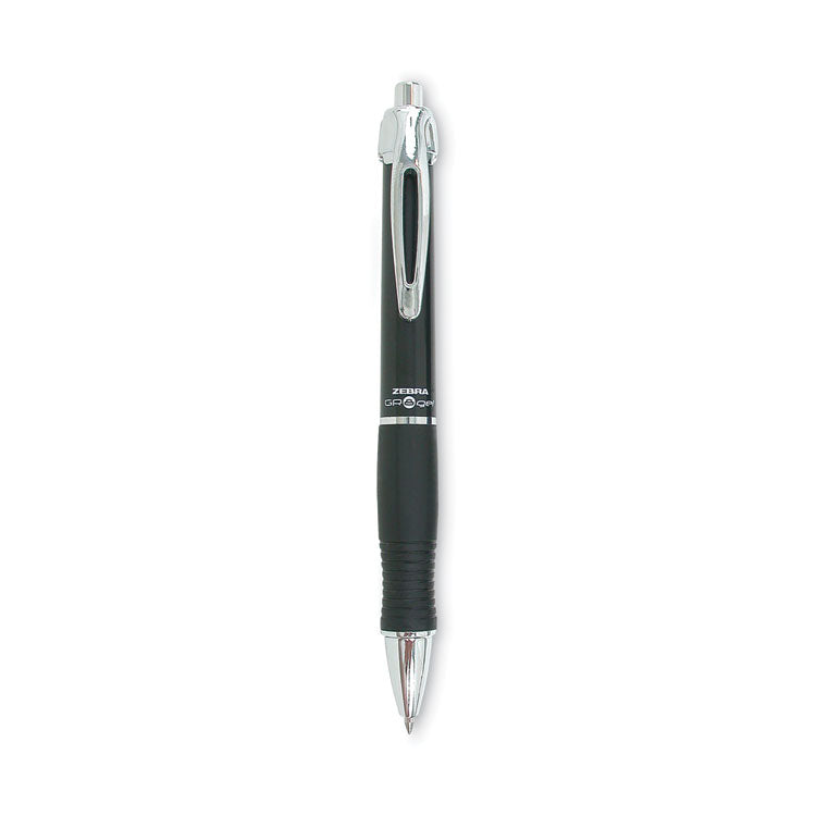 Zebra - GR8 Gel Pen, Retractable, Medium 0.7 mm, Black Ink, Black/Silver Barrel, 12/Pack
