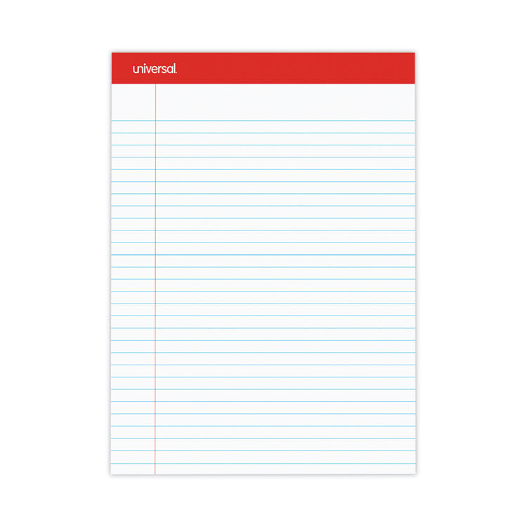 Universal - Perforated Ruled Writing Pads, Wide/Legal Rule, Red Headband, 50 White 8.5 x 11.75 Sheets, Dozen