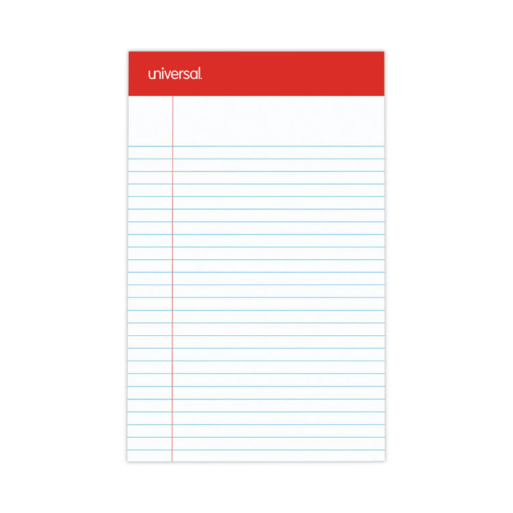 Universal - Perforated Ruled Writing Pads, Narrow Rule, Red Headband, 50 White 5 x 8 Sheets, Dozen