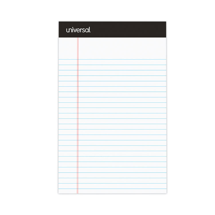 Universal - Premium Ruled Writing Pads with Heavy-Duty Back, Narrow Rule, Black Headband, 50 White 5 x 8 Sheets, 12/Pack