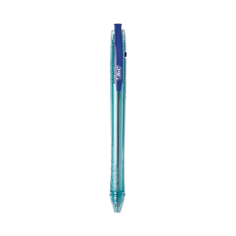 BIC - ReVolution Ocean Bound Ballpoint Pen, Retractable, Medium 1 mm, Blue Ink/Translucent Blue Barrel, Dozen