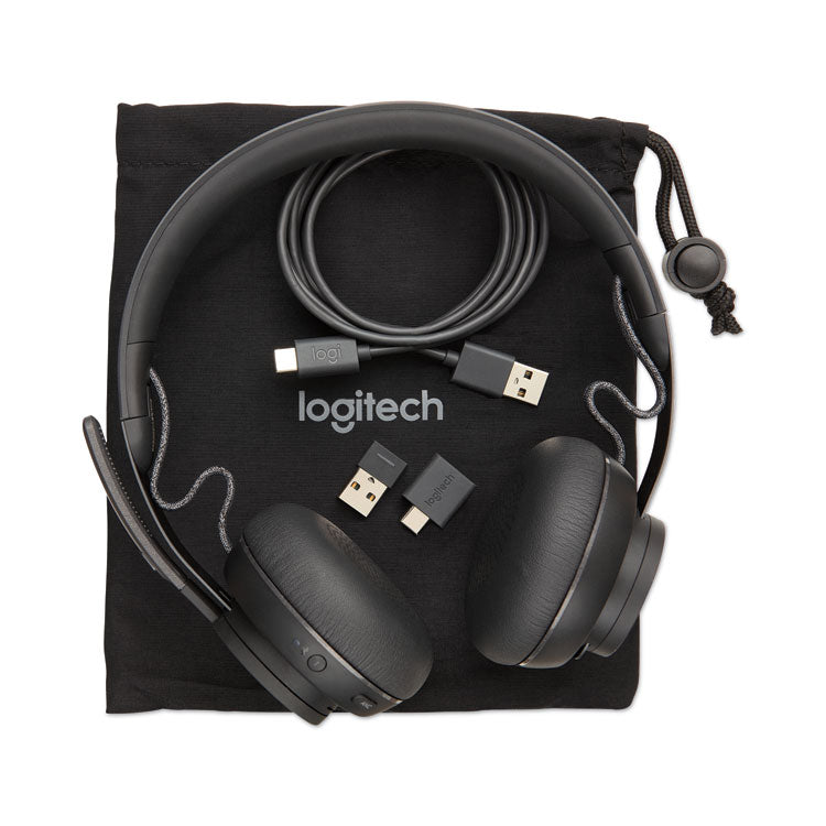 Logitech - Zone Wireless Plus UC Binaural Over The Head Headset, Black