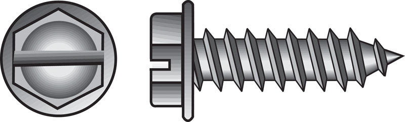 HILLMAN - Hillman No. 12 X 2-1/2 in. L Slotted Hex Washer Head Sheet Metal Screws 100 pk