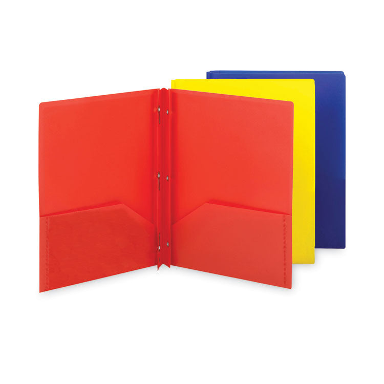 Smead - Poly Two-Pocket Folder with Fasteners, 130-Sheet Capacity, 11 x 8.5, Assorted, 6/Pack