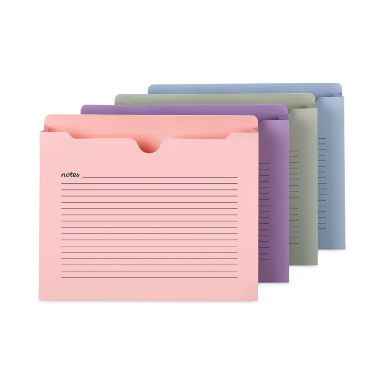 Smead - Notes File Jackets, Straight Tab, 2" Expansion, Letter Size, Assorted Colors, 12/Pack