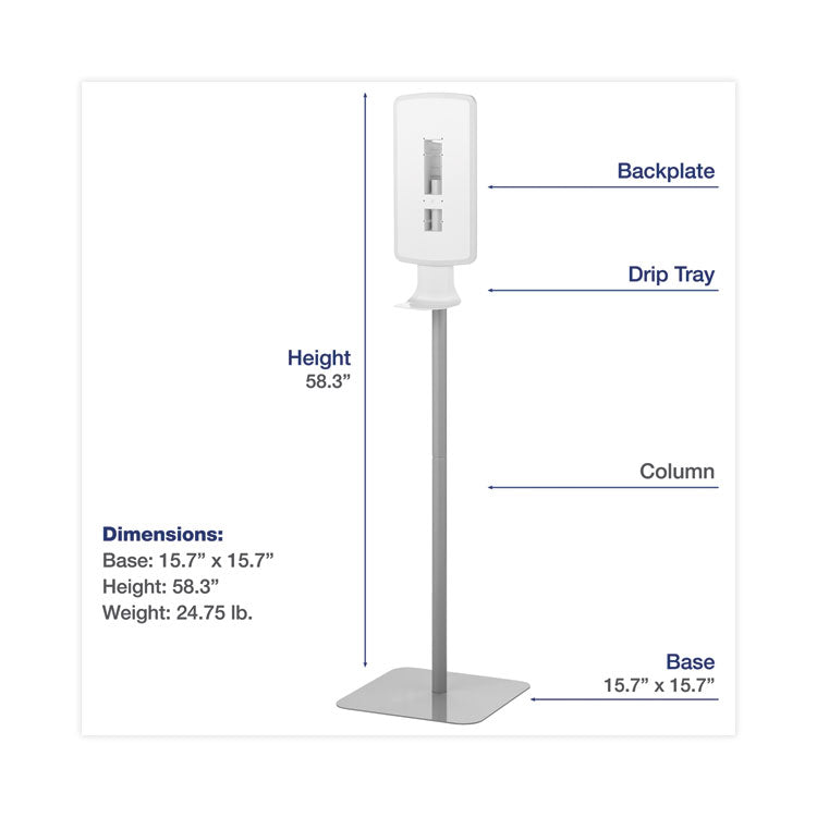 Dial - FIT Touch Free Dispenser Floor Stand, 15.7 x 15.7 x 58.3, White