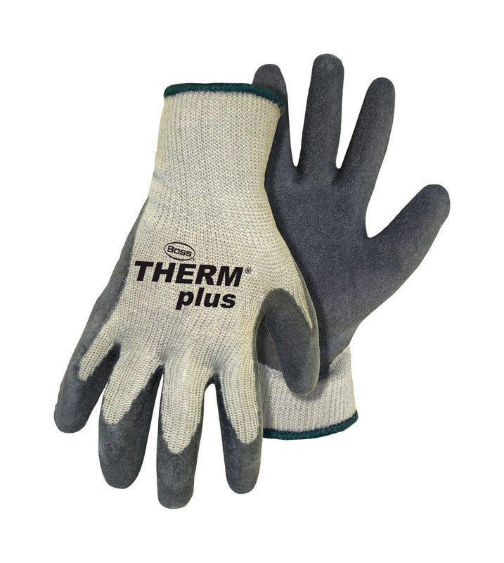 BOSS - Boss Therm Plus Men's Indoor/Outdoor String Knit Work Gloves Gray/White L 1 pair