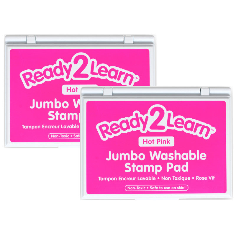 READY 2 LEARN - Jumbo Washable Stamp Pad - Hot Pink - 6.2"L x 4.1"W - Pack of 2