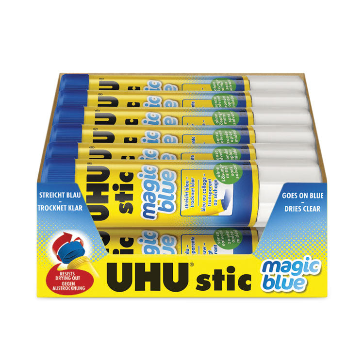 UHU - Stic Permanent Glue Stick, 1.41 oz, Applies Blue, Dries Clear