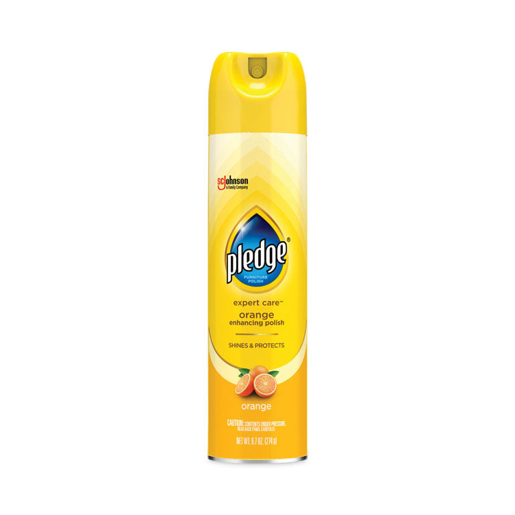 Pledge - Furniture Polish, Orange, 9.7 oz Aerosol Spray, 6/Carton