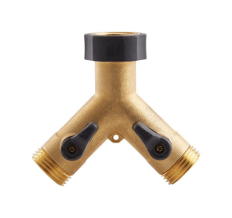 GILMOUR - Gilmour 3/4 in. Brass Threaded Male Y-Hose Connector with Shut Offs