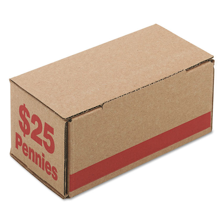 Iconex - Corrugated Cardboard Coin Storage with Denomination Printed On Side, 8.5 x 4.38 x 3.63, Red