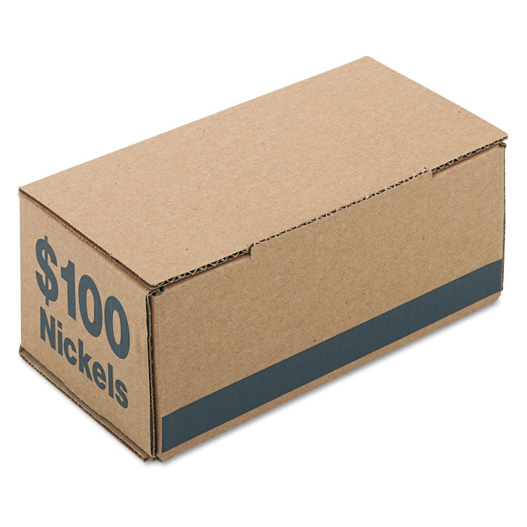 Iconex - Corrugated Cardboard Coin Storage and Shipping Boxes, Denomination Printed On Side, 9.38 x 4.63 x 3.69, Blue