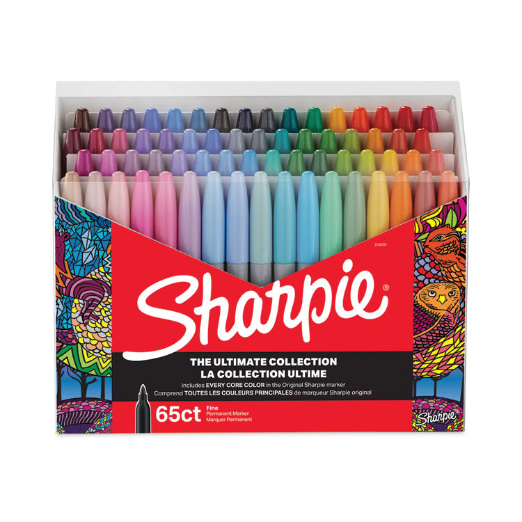 Sharpie - Fine Tip Permanent Marker, Fine Bullet Tip, Assorted Colors, 65/Pack