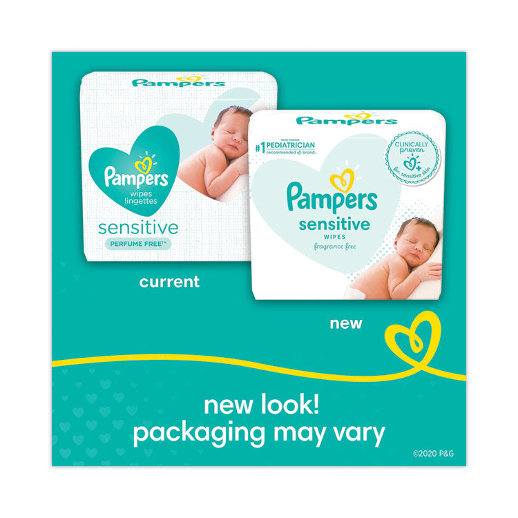 Pampers - Sensitive Baby Wipes, 6.8 x 7, Unscented, White, 56/Pack, 8/Carton