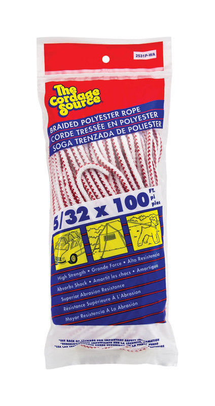 THE CORDAGE SOURCE - The Cordage Source 5/32 in. D X 100 ft. L White Braided Polyester Rope