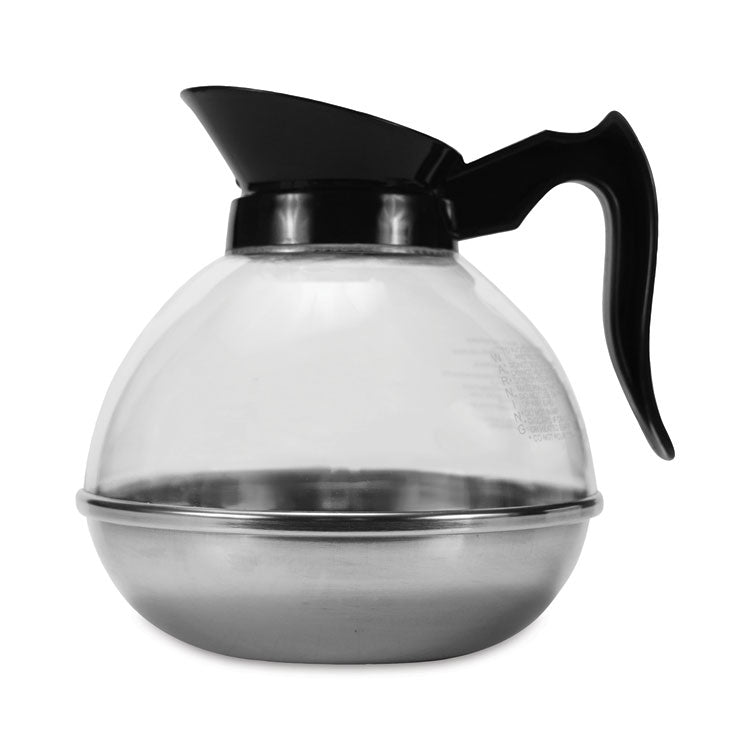 Coffee Pro - Unbreakable Regular Coffee Decanter, 12-Cup, Stainless Steel/Polycarbonate, Black Handle
