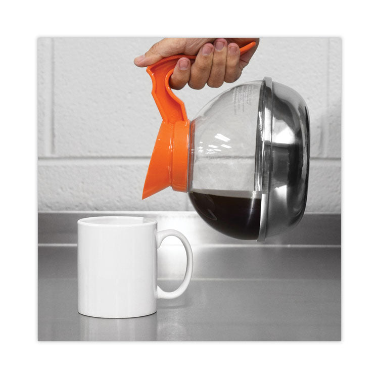 Coffee Pro - Unbreakable Decaffeinated Coffee Decanter, 12-Cup, Stainless Steel/Polycarbonate, Orange Handle