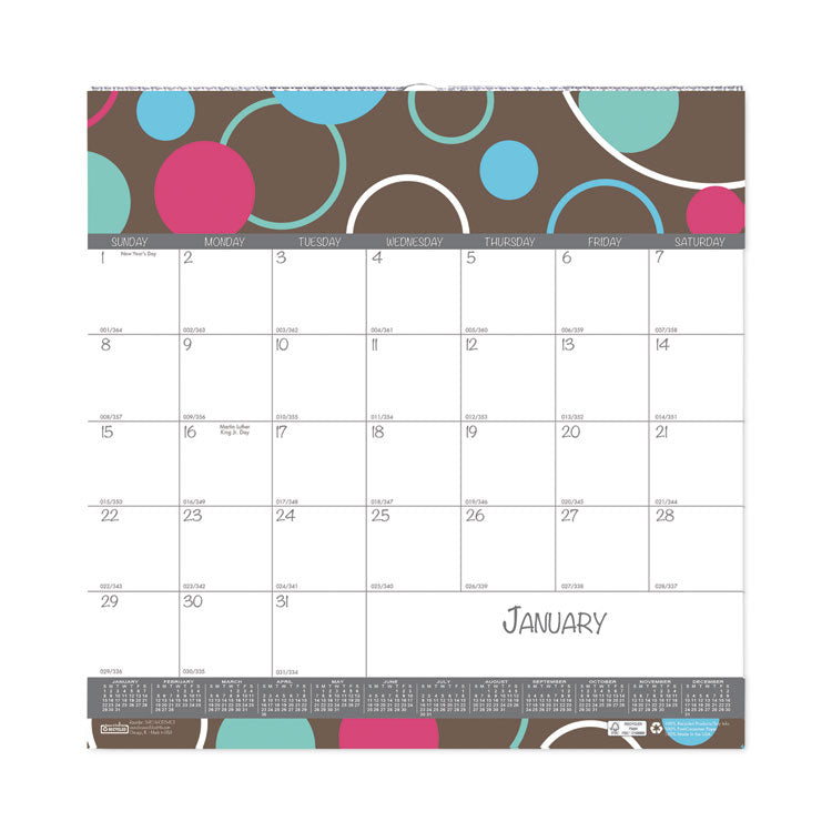 House of Doolittle - Recycled Bubbleluxe Wall Calendar, Bubbleluxe Artwork, 12 x 12, White/Multicolor Sheets, 12-Month (Jan to Dec): 2024