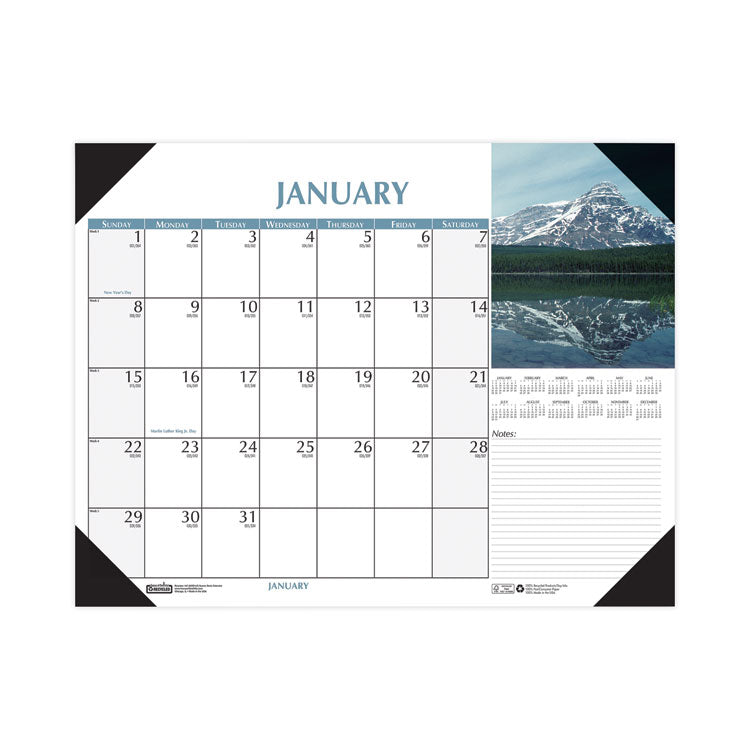 House of Doolittle - Earthscapes Scenic Desk Pad Calendar, Scenic Photos, 18.5 x 13, White Sheets, Black Binding/Corners,12-Month (Jan-Dec): 2024