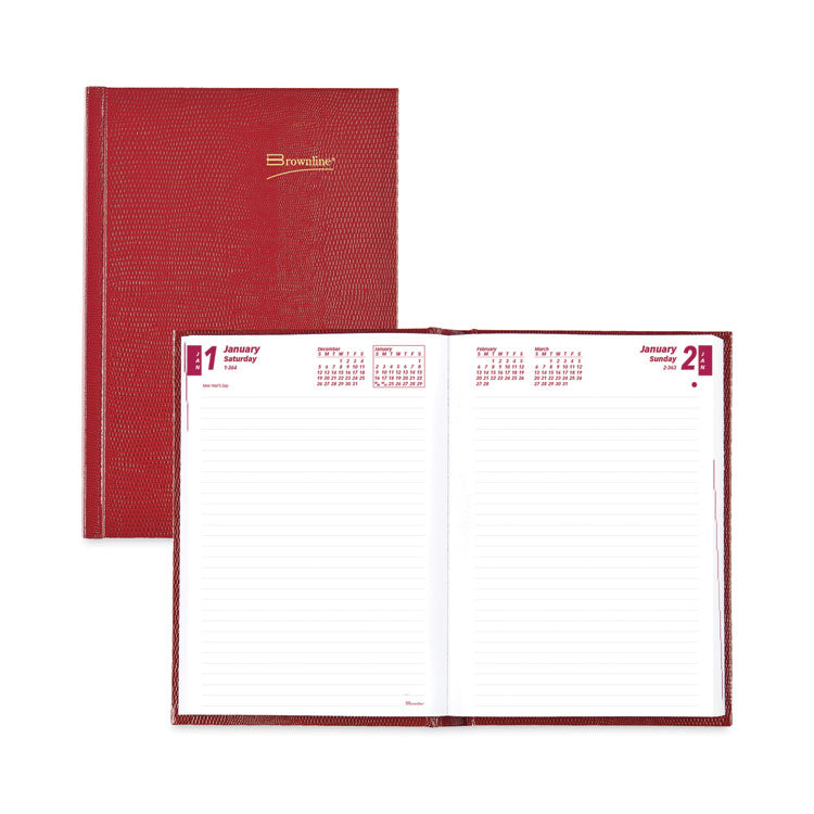 Brownline - Daily/Monthly Planner, 8.25 x 5.75, Red Cover, 12-Month (Jan to Dec): 2024