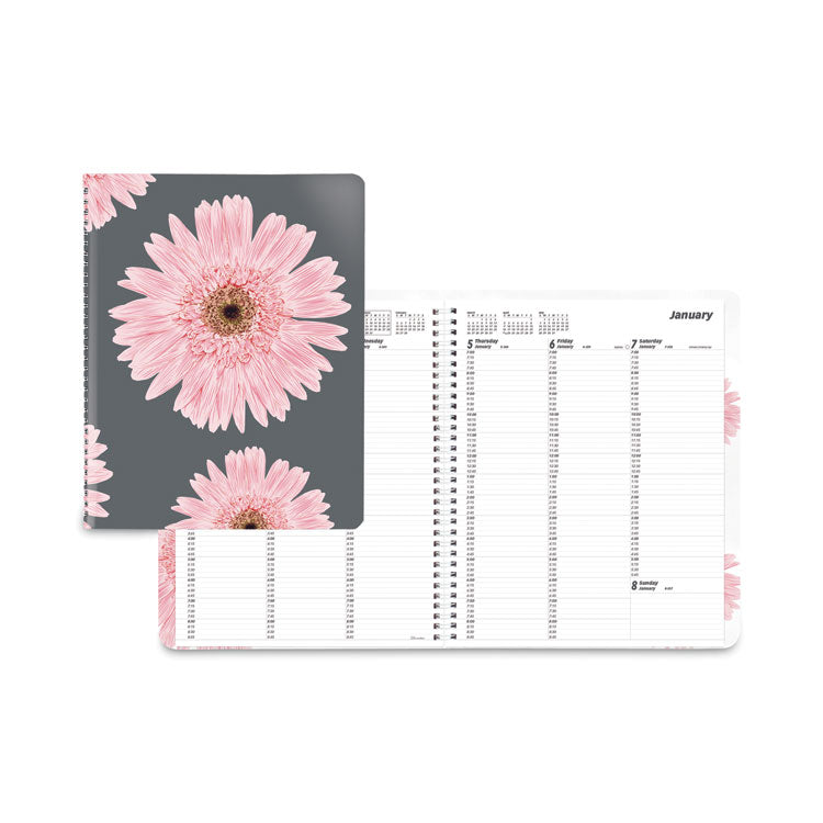 Brownline - Essential Collection Daisy Weekly Appointment Book, Columnar Format, 11 x 8.5, Navy/Gray/Pink Cover, 12-Month (Jan-Dec): 2024