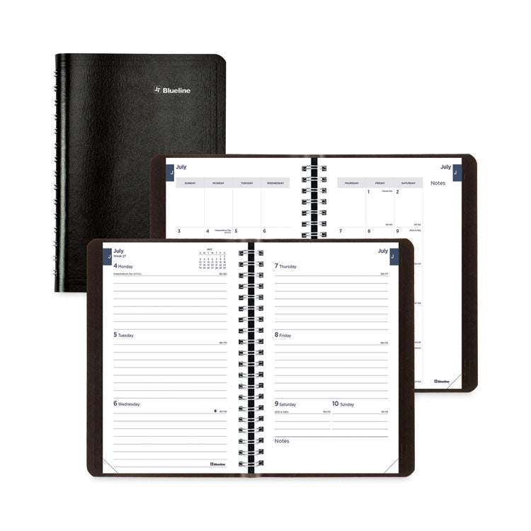 Blueline - Academic Weekly/Monthly Planner, 8 x 5, Black Cover, 13-Month (Jul to Aug): 2023 to 2024