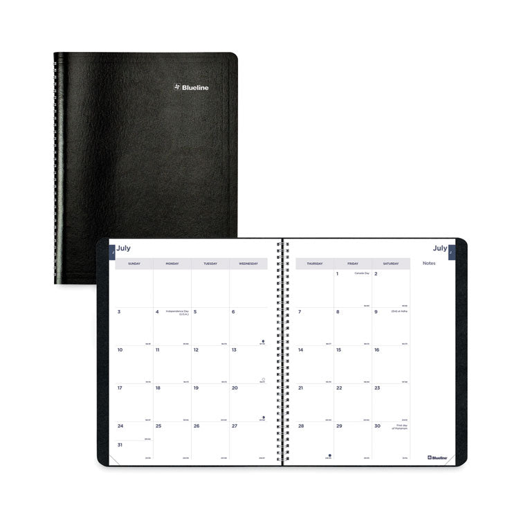 Blueline - Academic Monthly Planner, 11 x 8.5, Black Cover, 14-Month (July to Aug): 2023 to 2024