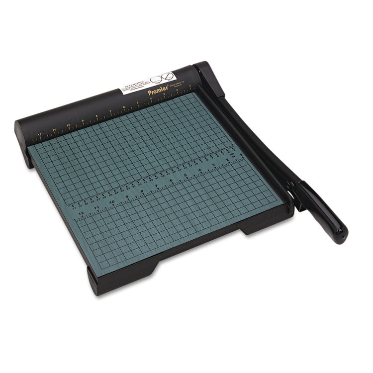 Premier - The Original Green Paper Trimmer, 20 Sheets, 12" Cut Length, Wood Base, 12.5 x 12