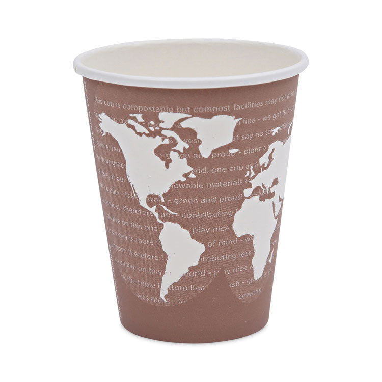 Eco-Products - World Art Renewable and Compostable Hot Cups, 8 oz, Plum, 50/Pack