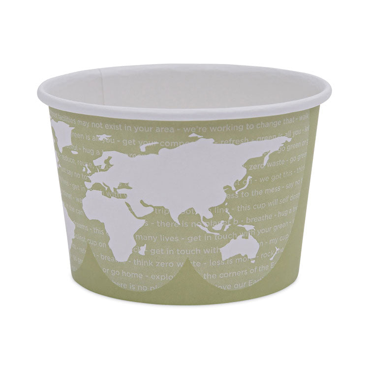 Eco-Products - World Art Renewable and Compostable Food Container, 16 oz, 4.05 Diameter x 3 h, Seafoam, Paper, 25/Pack, 20 Packs/Carton