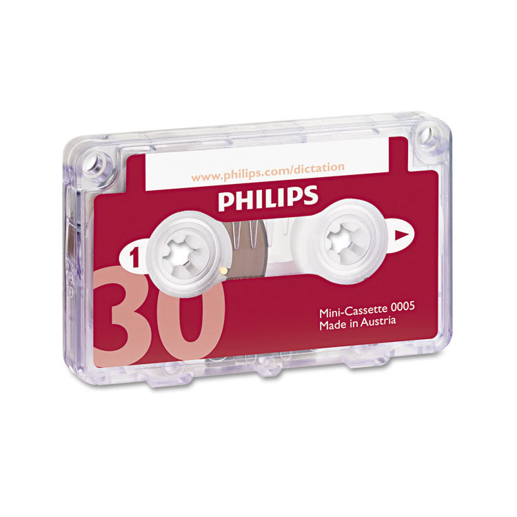 Philips - Audio and Dictation Mini Cassette, 30 min (15 min x 2), 10/Pack