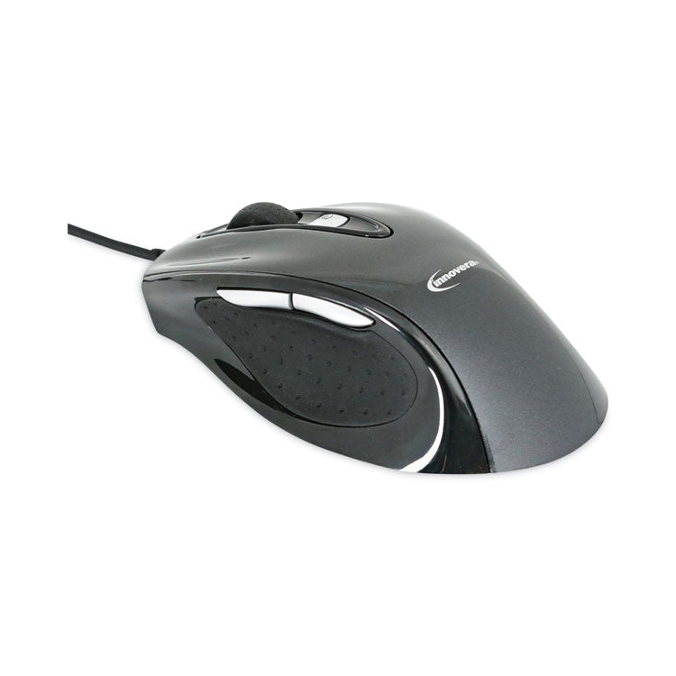 Innovera - Full-Size Wired Optical Mouse, USB 2.0, Right Hand Use, Black