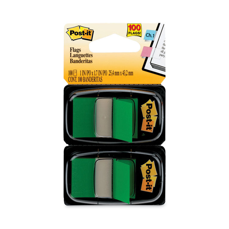 Post-it Flags - Standard Page Flags in Dispenser, Green, 100 Flags/Dispenser