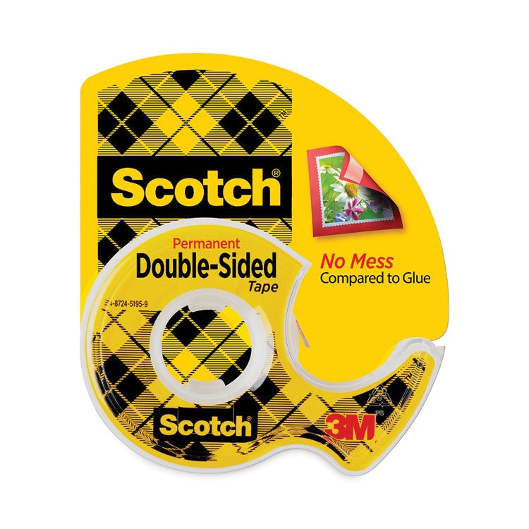 Scotch - Double-Sided Permanent Tape in Handheld Dispenser, 1" Core, 0.5" x 20.83 ft, Clear