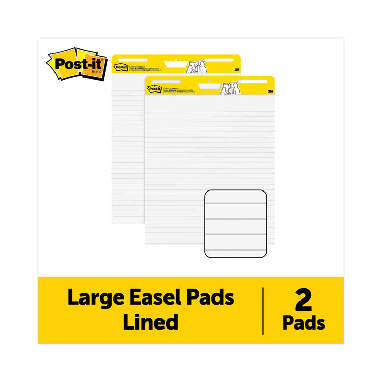 Post-it Easel Pads Super Sticky - Vertical-Orientation Self-Stick Easel Pads, Presentation Format (1.5" Rule), 25 x 30, White, 30 Sheets, 2/Pack