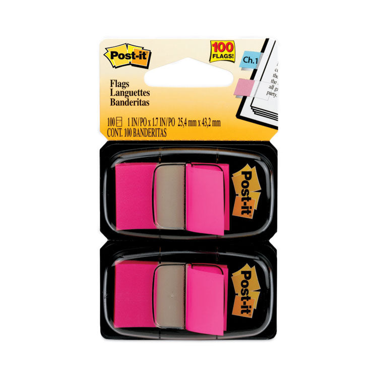 Post-it Flags - Standard Page Flags in Dispenser, Bright Pink, 100 Flags/Dispenser