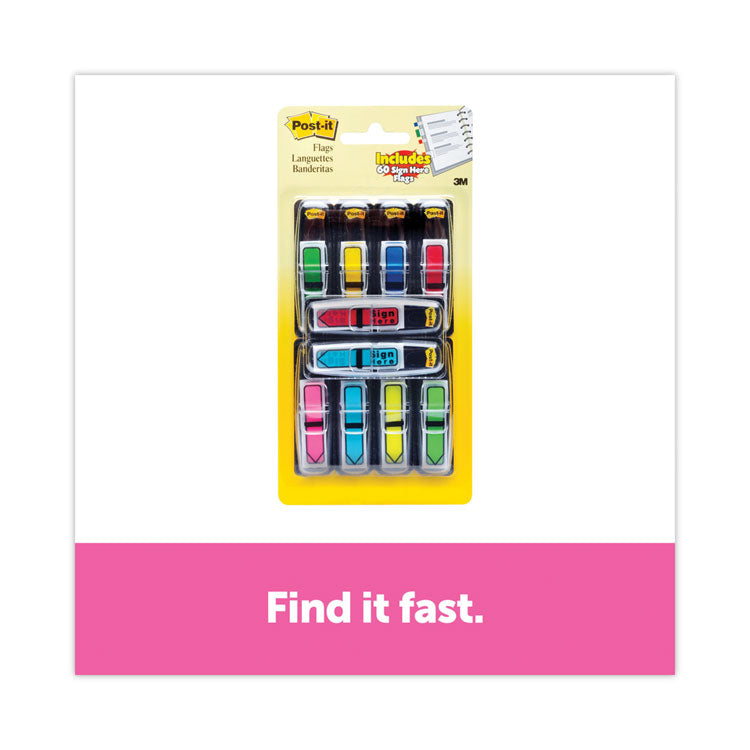 Post-it Flags - Arrow 0.5" Page Flags, Assorted Primary/Brights, 252/Pack