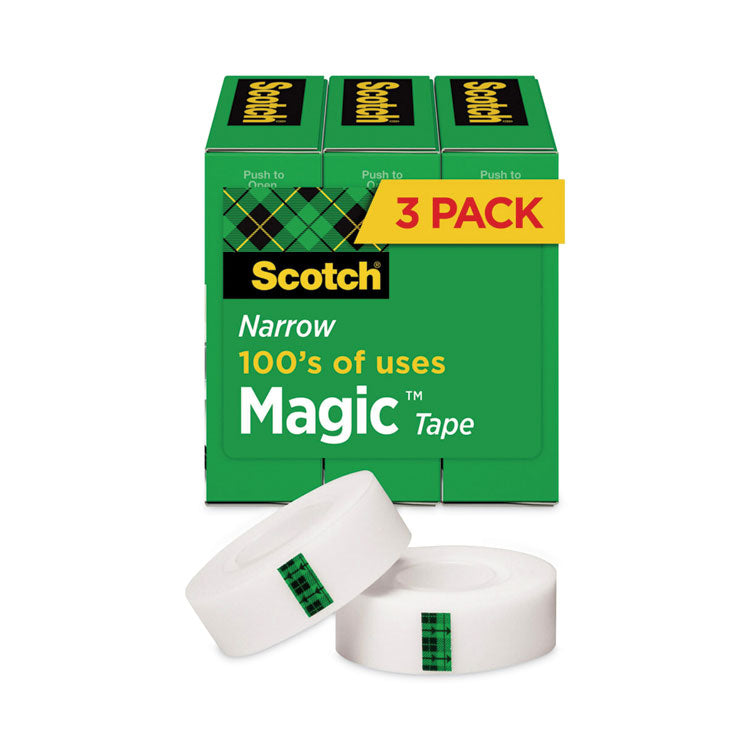 Scotch - Magic Tape Refill, 1" Core, 0.5" x 36 yds, Clear, 3/Pack