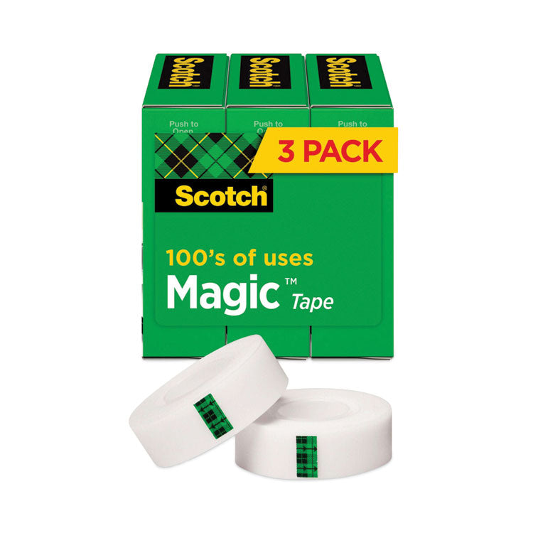 Scotch - Magic Tape Refill, 1" Core, 0.75" x 83.33 ft, Clear, 3/Pack