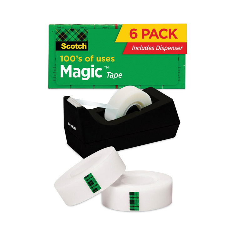 Scotch - Magic Tape Desktop Dispenser Value Pack, 1" Core, 0.75" x 83.33 ft, Clear, 6/Pack