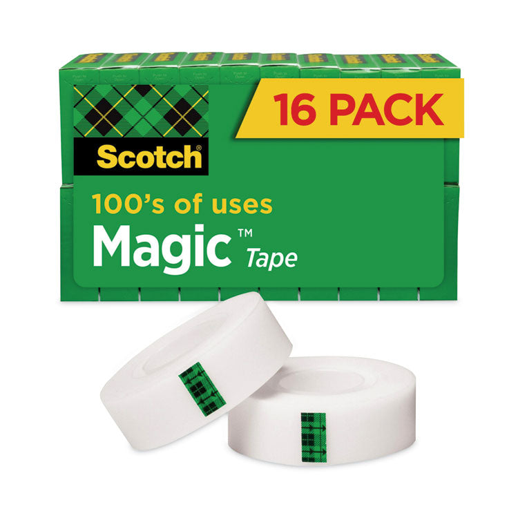 Scotch - Magic Tape Value Pack, 1" Core, 0.75" x 83.33 ft, Clear, 16/Pack