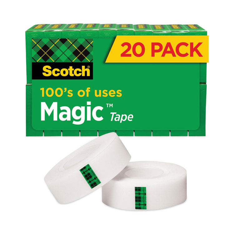 Scotch - Magic Tape Value Pack, 1" Core, 0.75" x 83.33 ft, Clear, 20/Pack