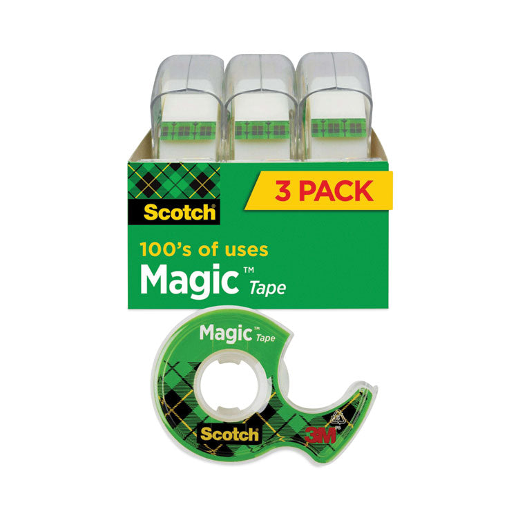 Scotch - Magic Tape in Handheld Dispenser, 1" Core, 0.75" x 25 ft, Clear, 3/Pack