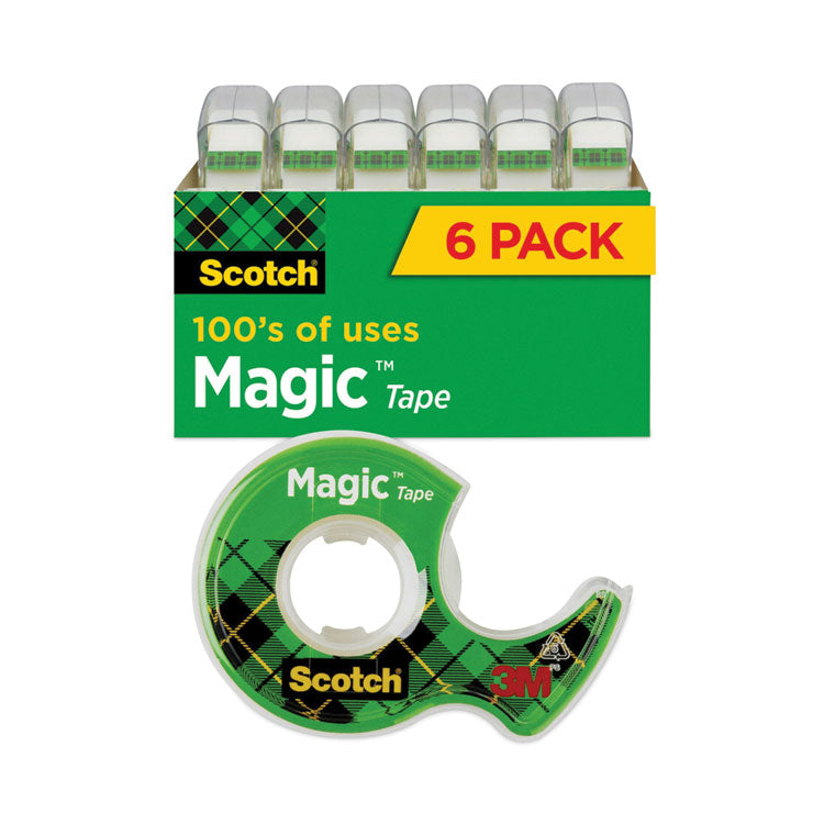 Scotch - Magic Tape in Handheld Dispenser, 1" Core, 0.75" x 54.17 ft, Clear, 6/Pack