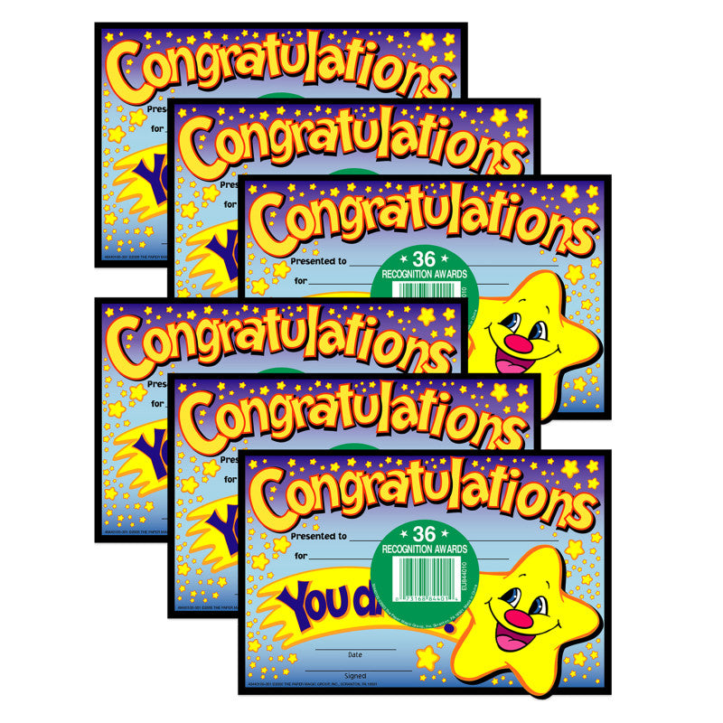 EUREKA - Congratulations Recognition Awards, 36 Per Pack, 6 Packs