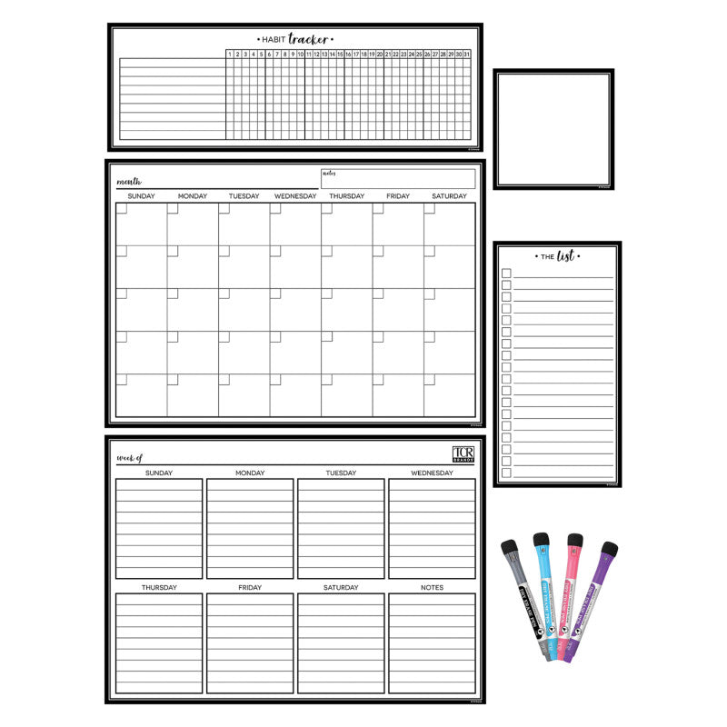 TEACHER CREATED RESOURCES - Black & White Dry-Erase Magnetic Calendar Set