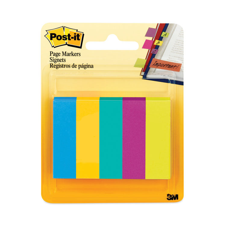 Post-it - Page Flag Markers, Assorted Colors,100 Flags/Pad, 5 Pads/Pack
