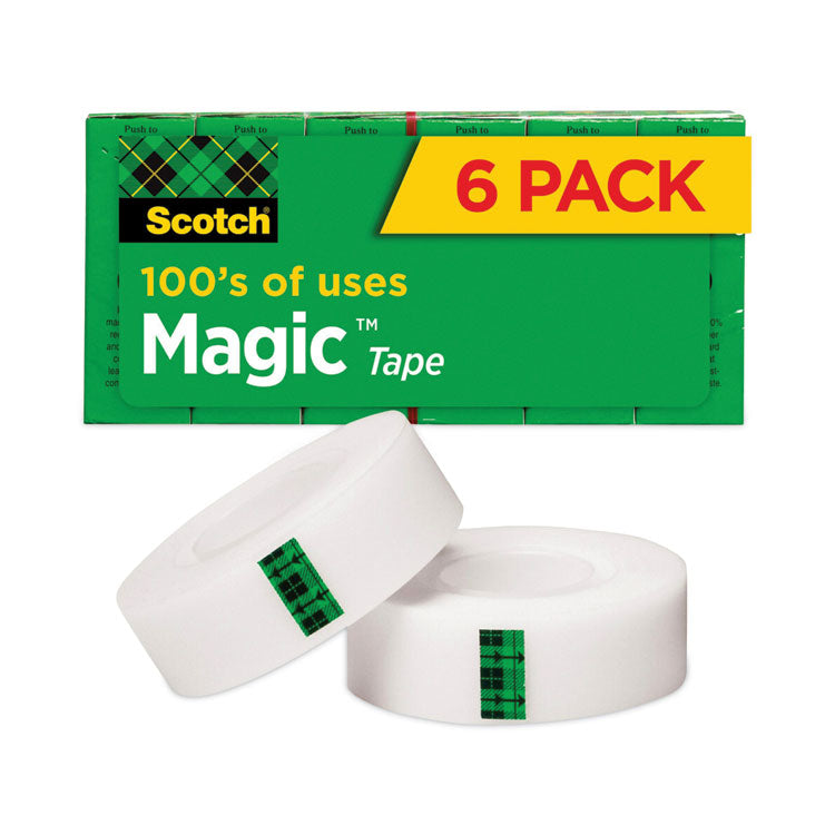 Scotch - Magic Tape Refill, 1" Core, 0.75" x 36 yds, Clear, 6/Pack